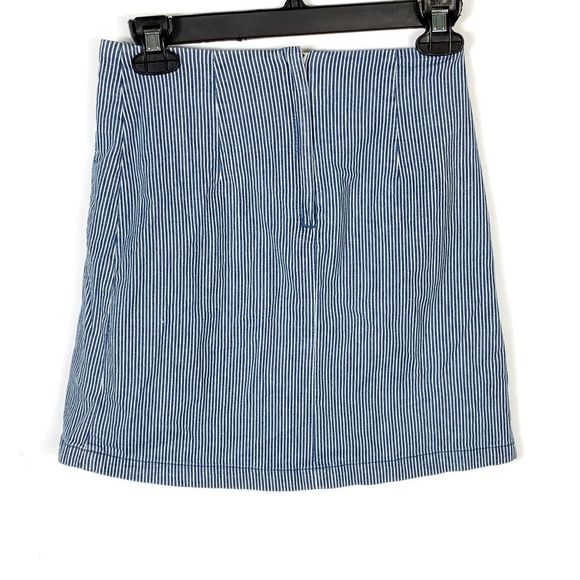H&M 2 White Navy Blue Striped A Lined Mini Skirt Flare Nautical Y2K Sailor HM - Picture 2 of 7